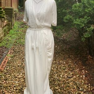 Cream Maxi Gown with Tie Front and Dolman Sleeves